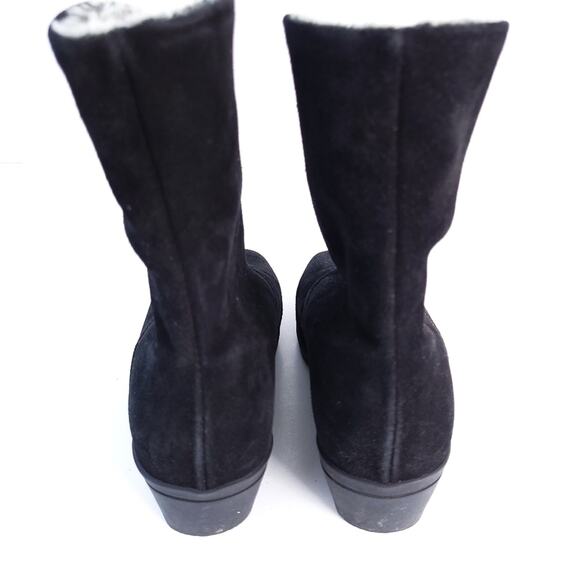 LA CANADIENNE Boots SZ 6 Women Black Suede Leather Zip Up Front Microfiber Lined - Picture 5 of 6